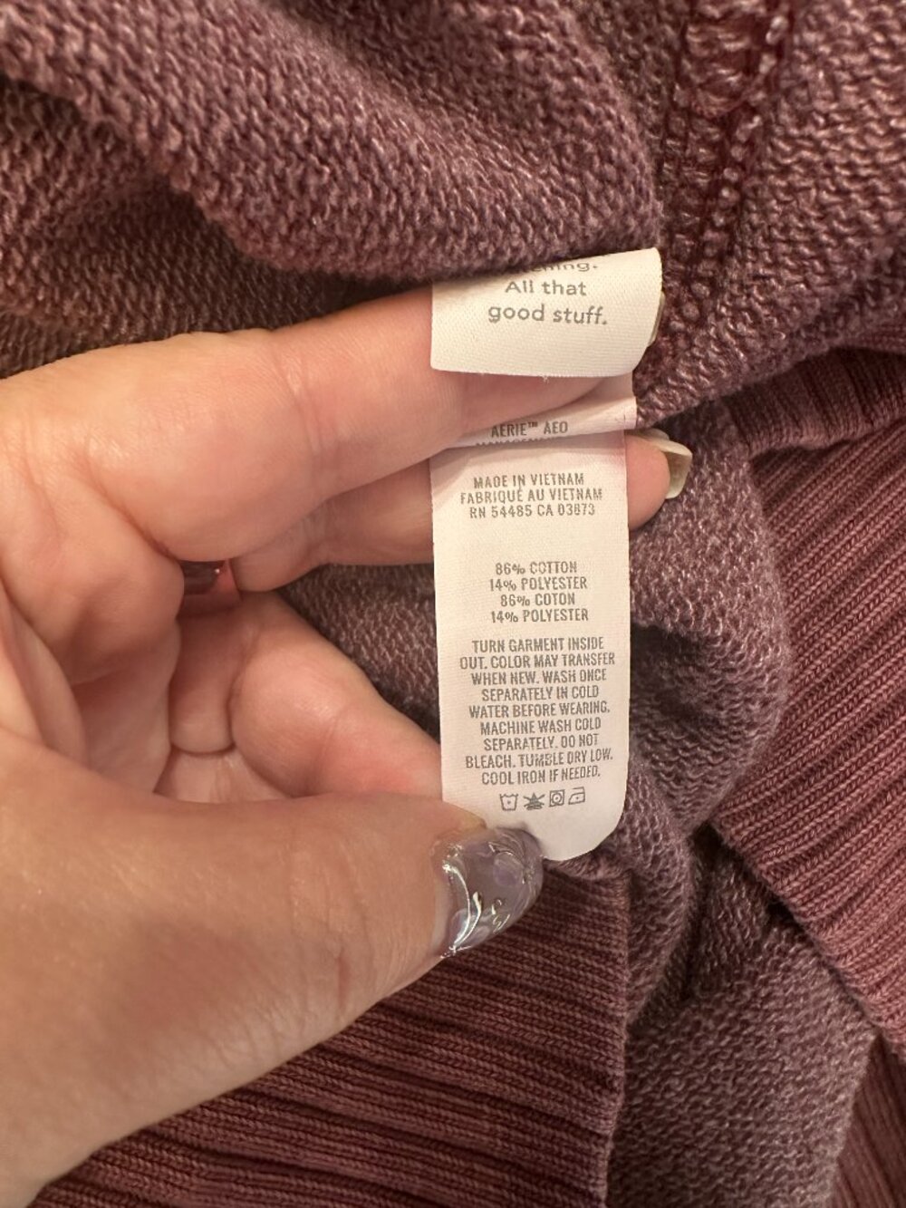 Aerie Oversized Half Zip Sweatshirt XL Burgundy Funnel Neck - Picture 5 of 7
